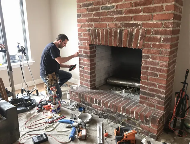 Westport Chimney Sweep specialist finalizing chimney liner service in Westport, MA