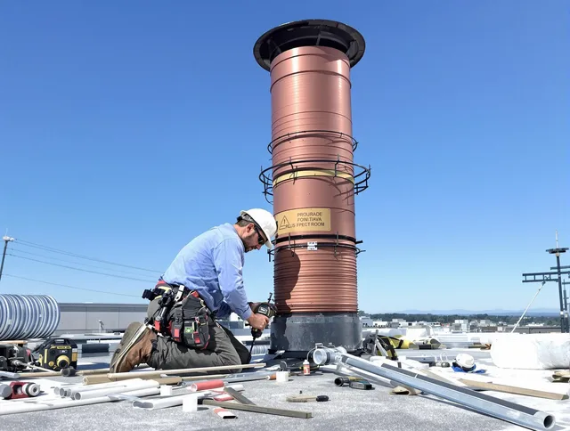 Installed chimney liner by Westport Chimney Sweep in Westport, MA