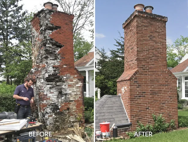 Westport Chimney Sweep performing a full chimney restoration in Westport, MA