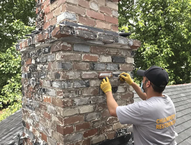 In-progress chimney restoration by Westport Chimney Sweep in Westport, MA