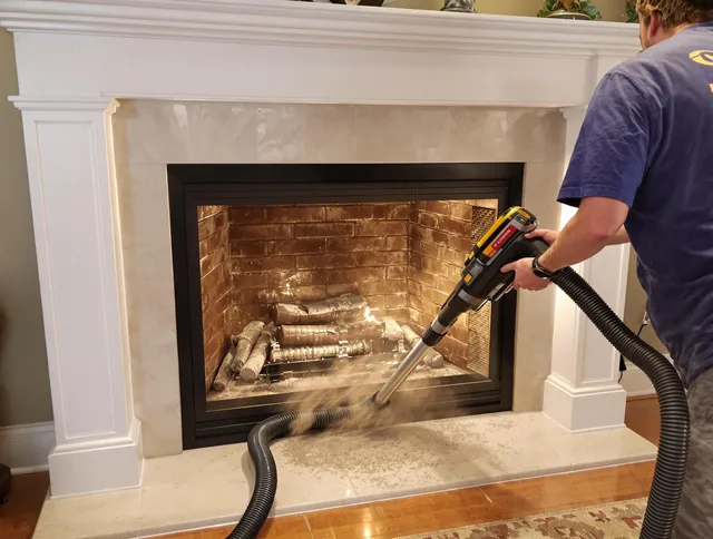 Fireplace cleaning performed by Westport Chimney Sweep in Westport, MA