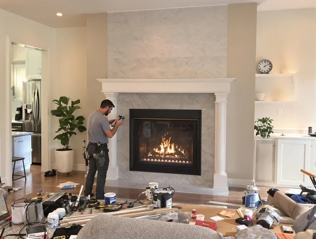 Newly installed fireplace by Westport Chimney Sweep in Westport, MA