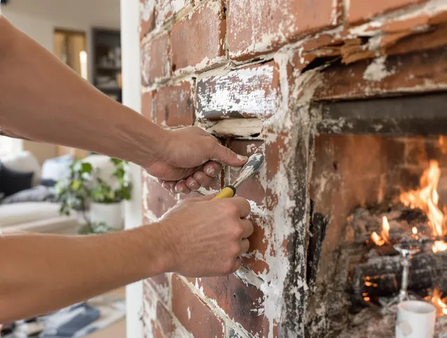 Routine fireplace repair by Westport Chimney Sweep in Westport, MA