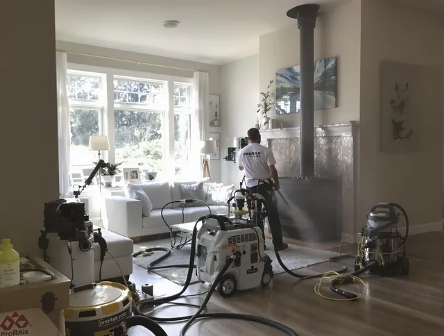 Soot removal service by Westport Chimney Sweep for a fireplace in Westport, MA